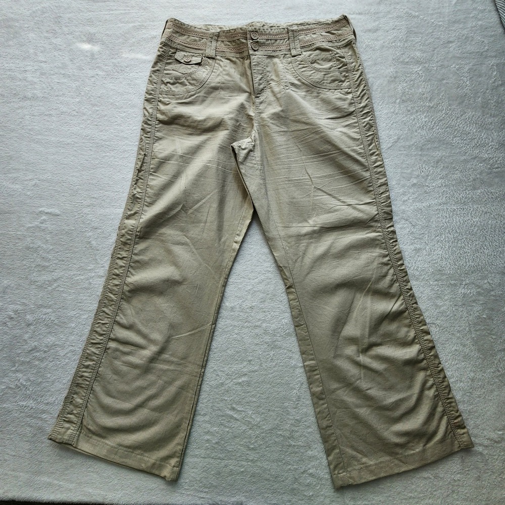 San Francisco Cargo Pants Womens 15 36W 29.5L Tan Y2K Gorpcore Flare Wide Leg